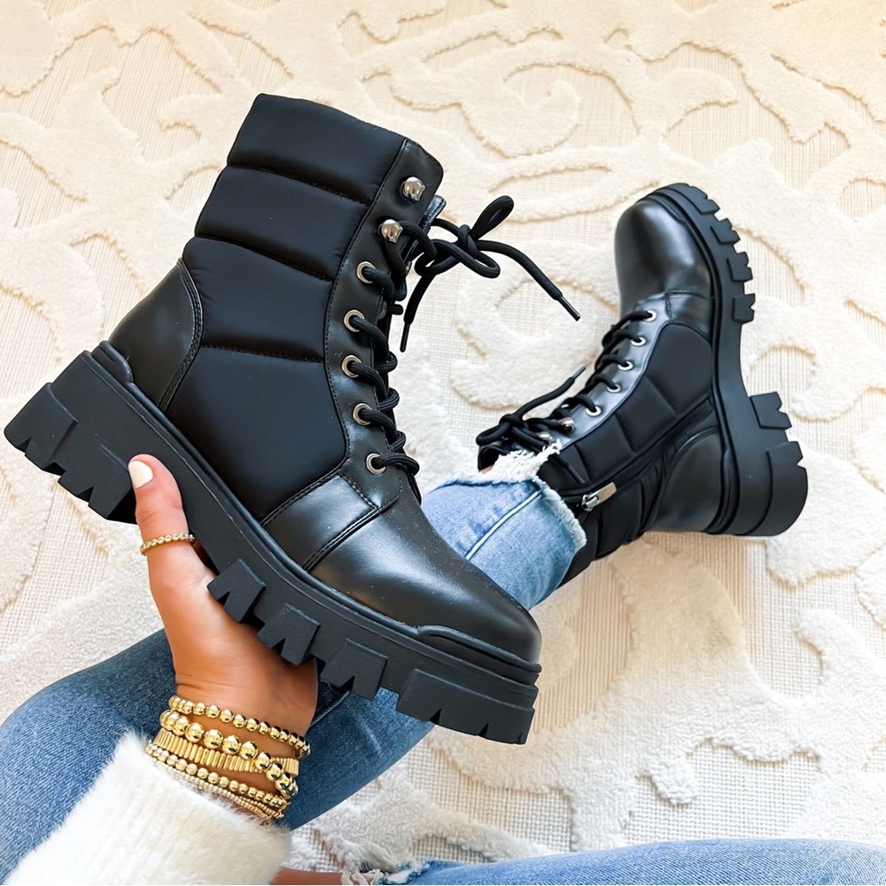 Marc Fisher Combat Boot in Black